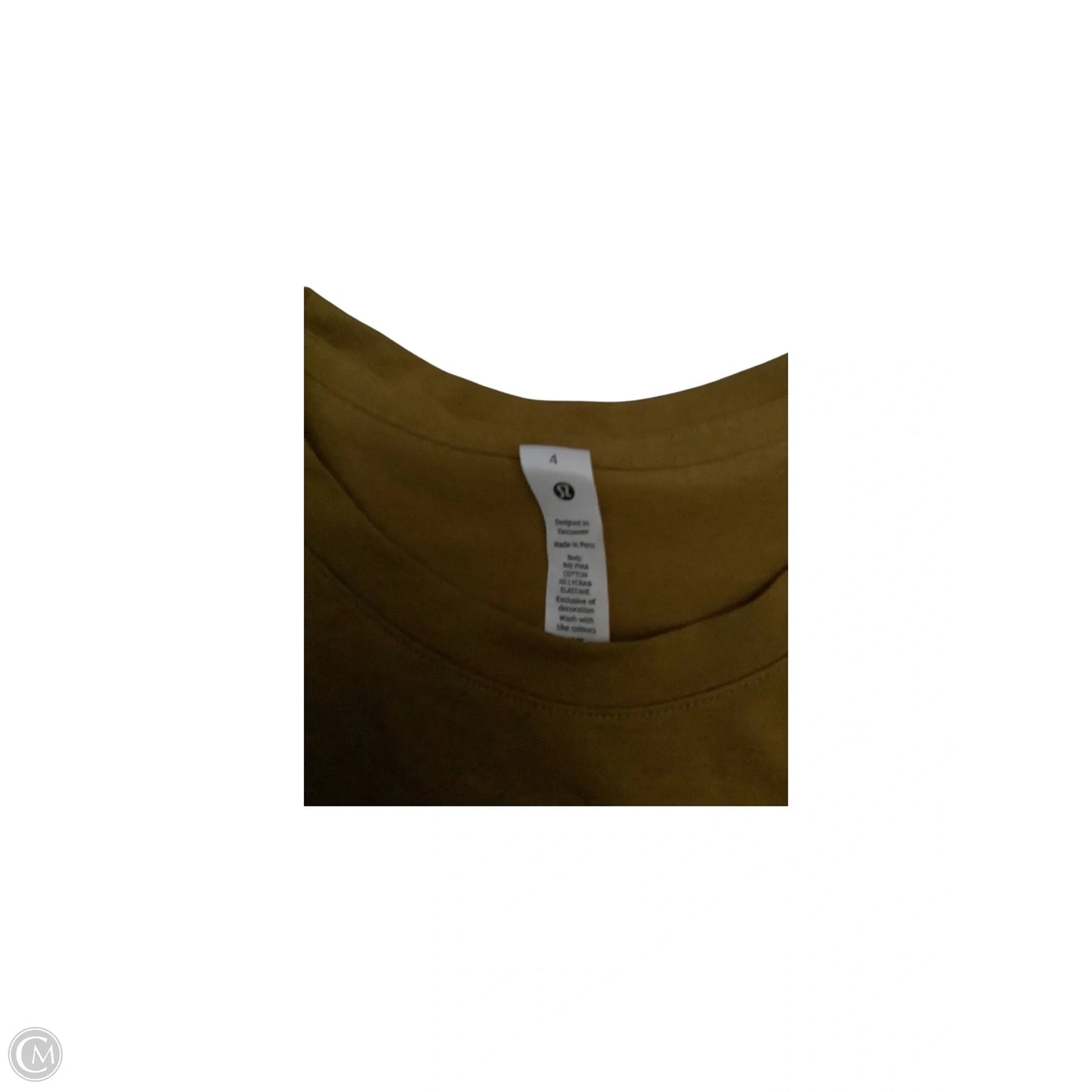 Athletic Top Short Sleeve By Lululemon In Gold, Size: 4