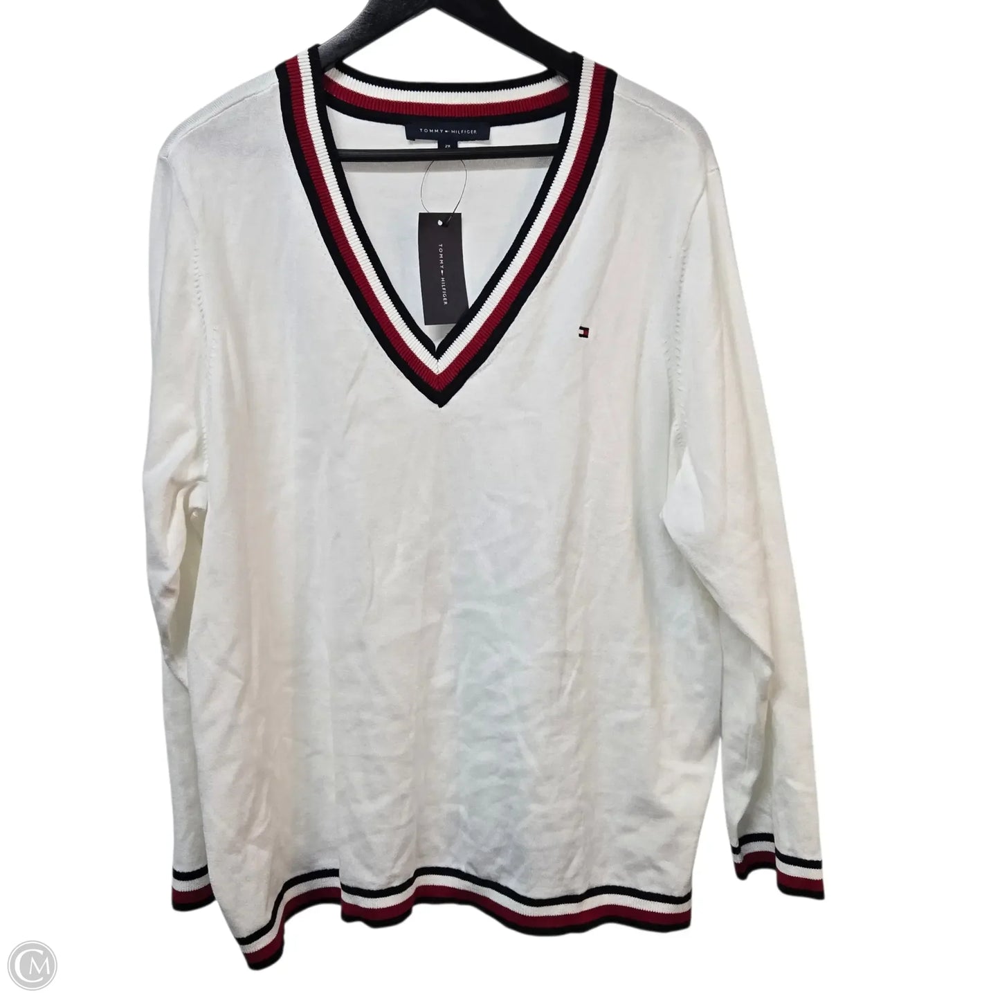 Sweater By Tommy Hilfiger In Blue & Red & White, Size: 2x