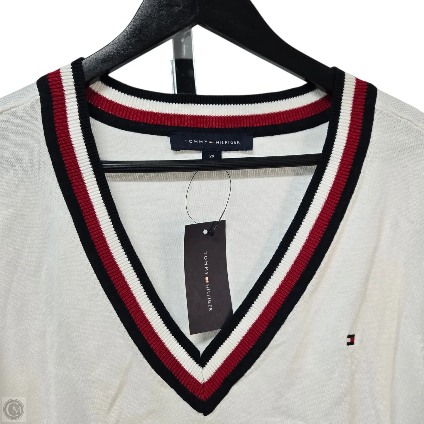 Sweater By Tommy Hilfiger In Blue & Red & White, Size: 2x