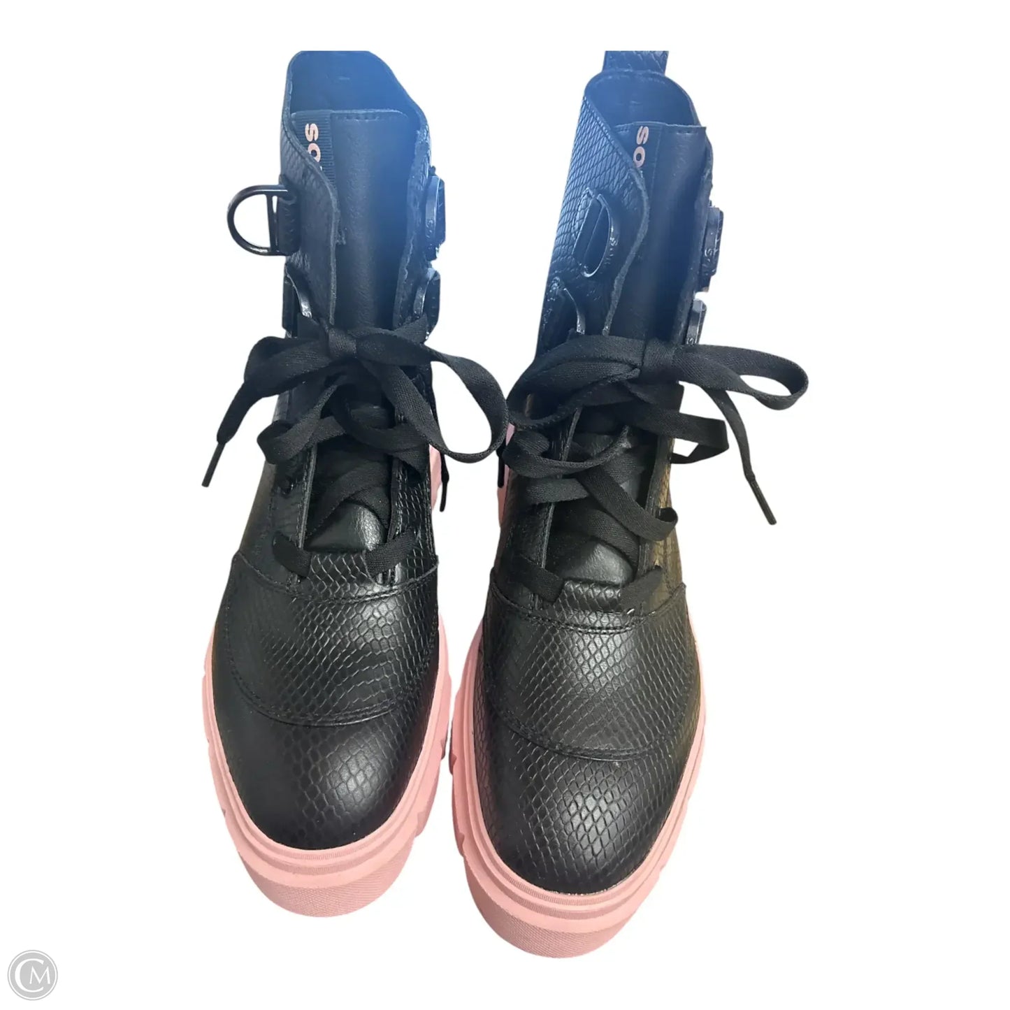 Boots Rain By Sorel In Black & Pink, Size: 10.5