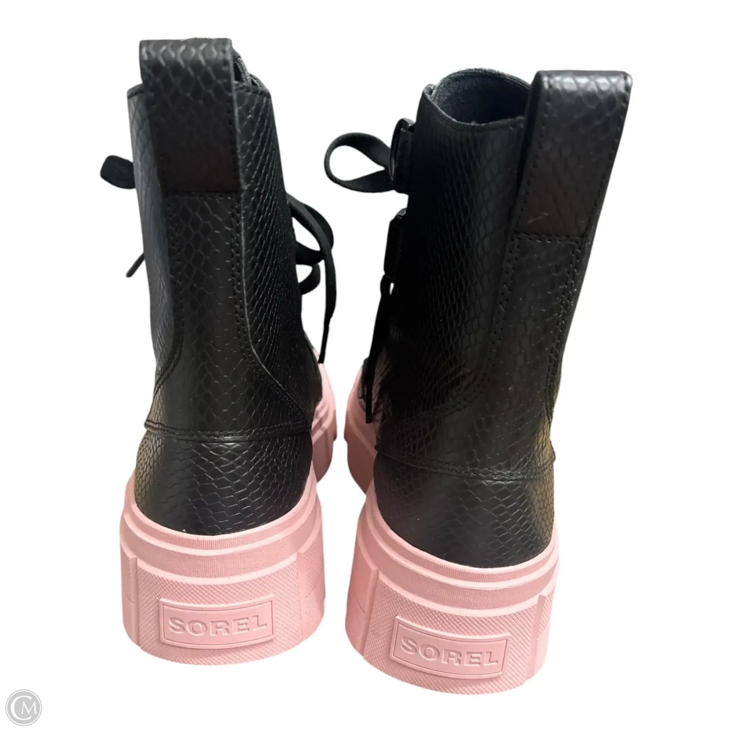 Boots Rain By Sorel In Black & Pink, Size: 10.5