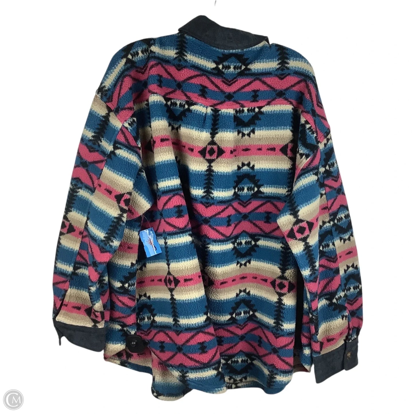 Jacket Shirt By Oddi In Blue & Pink, Size: 2x