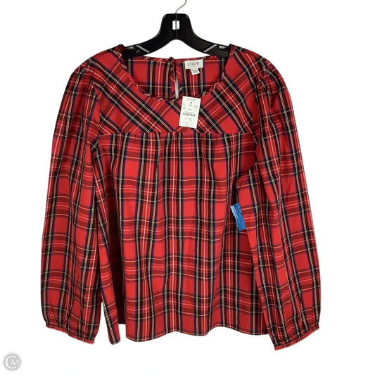 Top Long Sleeve By J. Crew In Plaid Pattern, Size: L