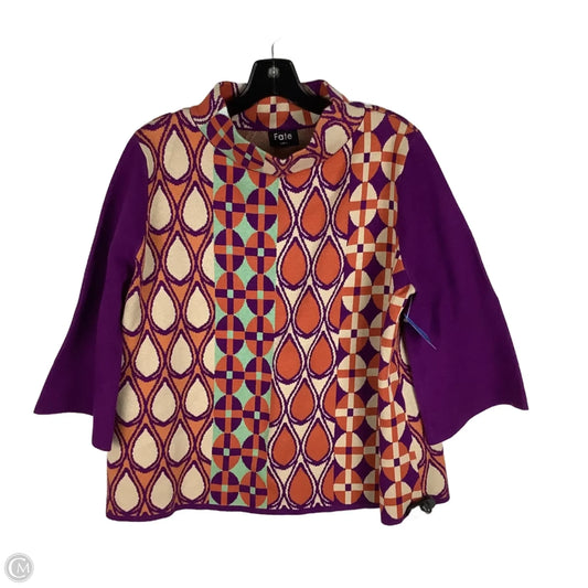 Sweater By Fate In Orange & Purple, Size: L