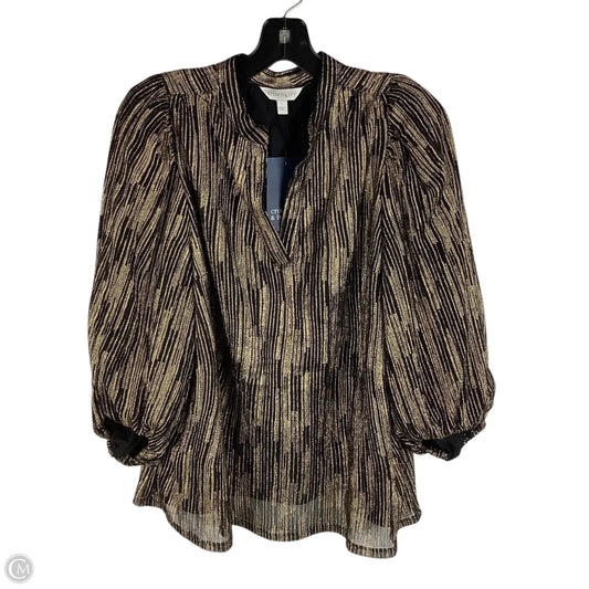 Top Long Sleeve By Crown And Ivy In Black & Gold, Size: L