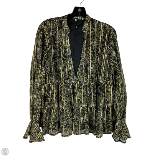 Top Long Sleeve By Missguided In Black & Gold, Size: 6