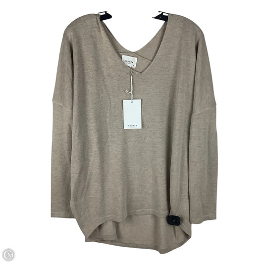 Top Long Sleeve By Andree By Unit In Taupe, Size: L
