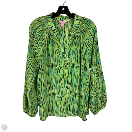 Top Long Sleeve Designer By Lilly Pulitzer In Blue & Green, Size: 10
