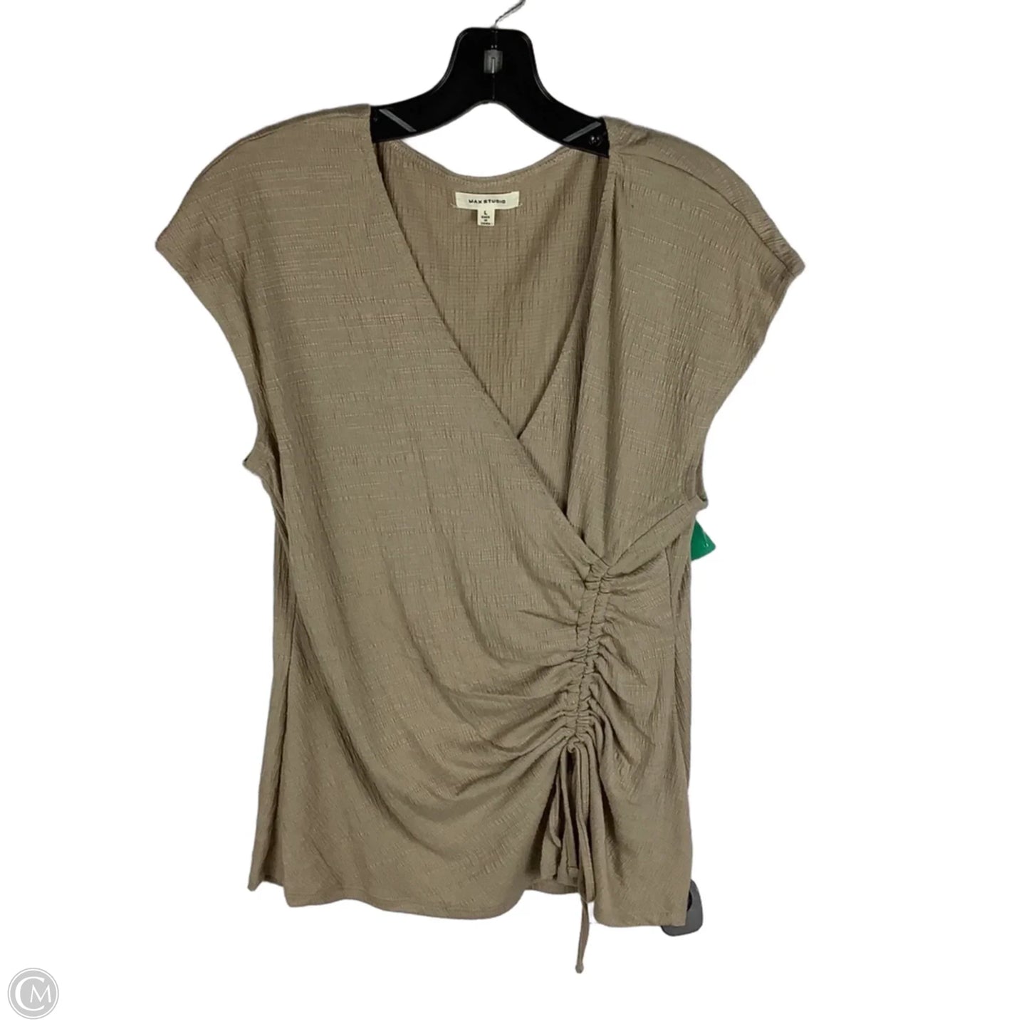 Top Short Sleeve By Max Studio In Tan, Size: L