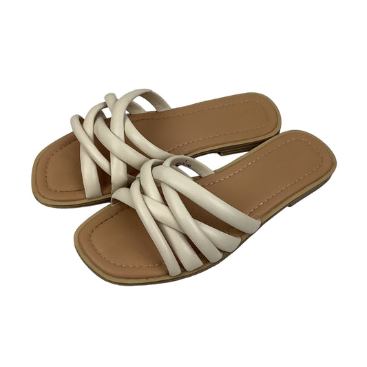 Cream Sandals Flats Universal Thread, Size 8