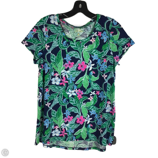 Top Short Sleeve Designer By Lilly Pulitzer In Navy, Size: S