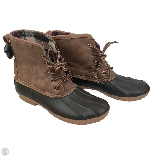 Boots Ankle Flats By Clothes Mentor In Brown, Size: 9