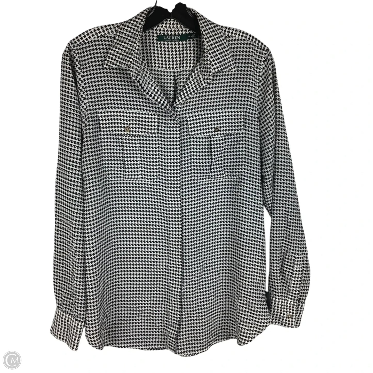 Top Long Sleeve By Lauren By Ralph Lauren In Black & White, Size: S