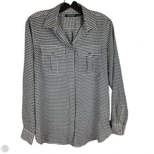 Top Long Sleeve By Lauren By Ralph Lauren In Black & White, Size: S