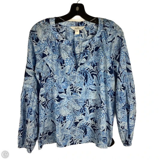 Top Long Sleeve Designer By Lilly Pulitzer In Blue & White, Size: Xs