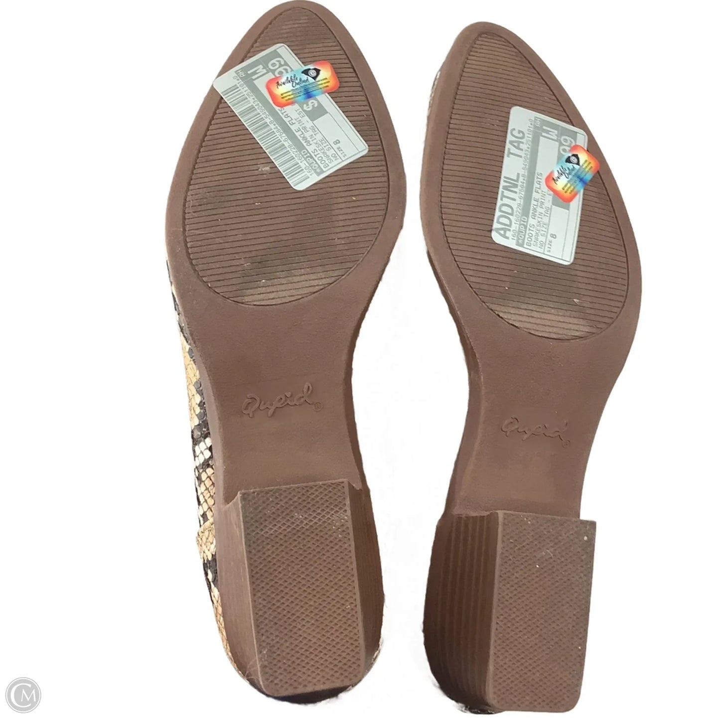 Boots Ankle Flats By Qupid In Snakeskin Print, Estimated Size: 8