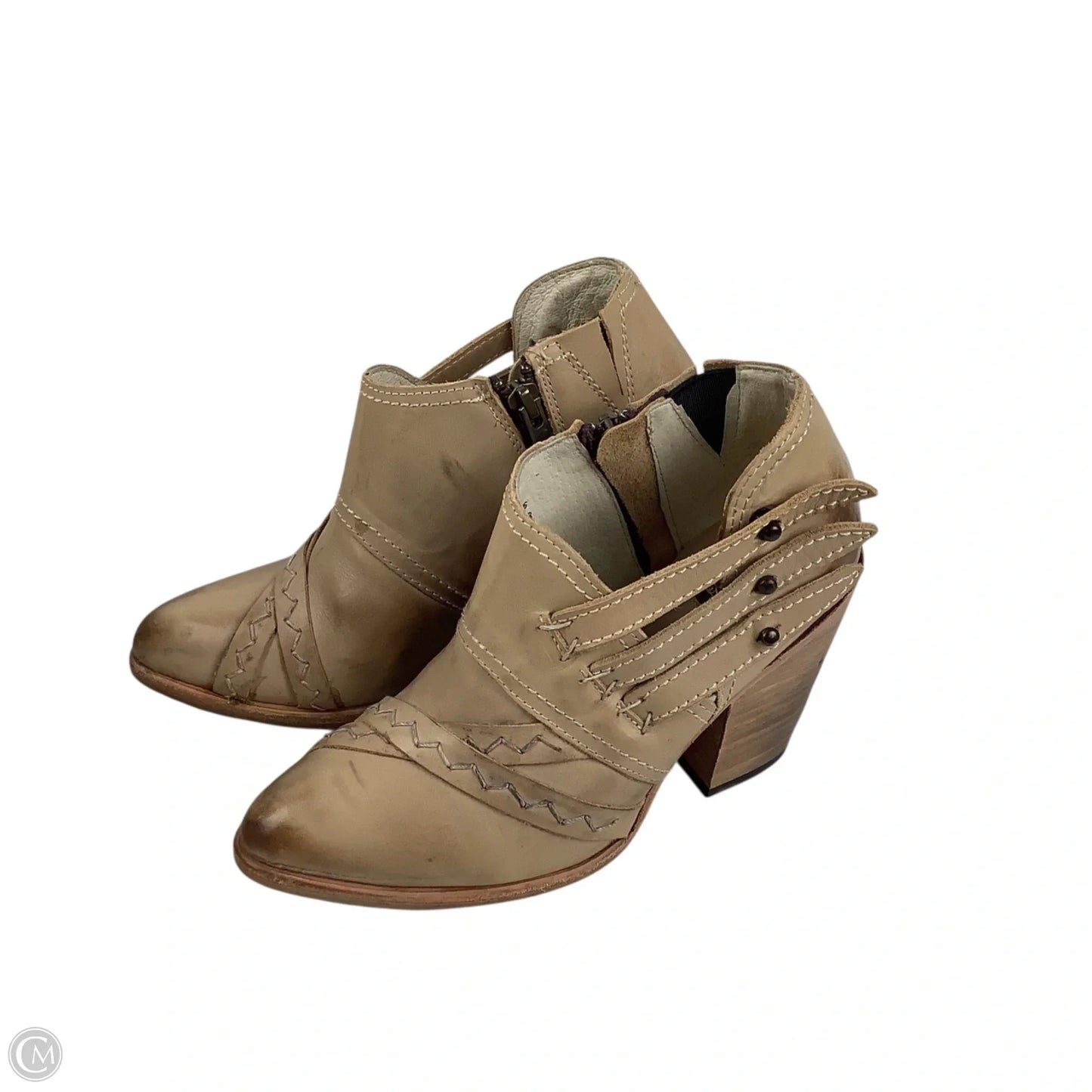 Boots Ankle Heels By Freebird In Tan, Size: 6