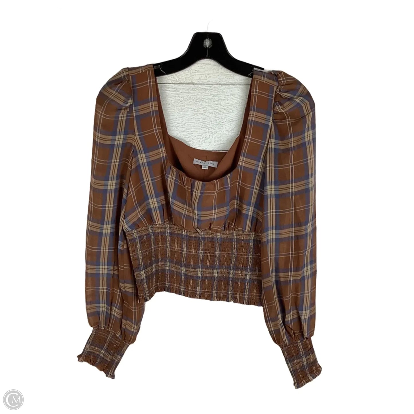 Top Long Sleeve By Gianni Bini In Plaid Pattern, Size: 2