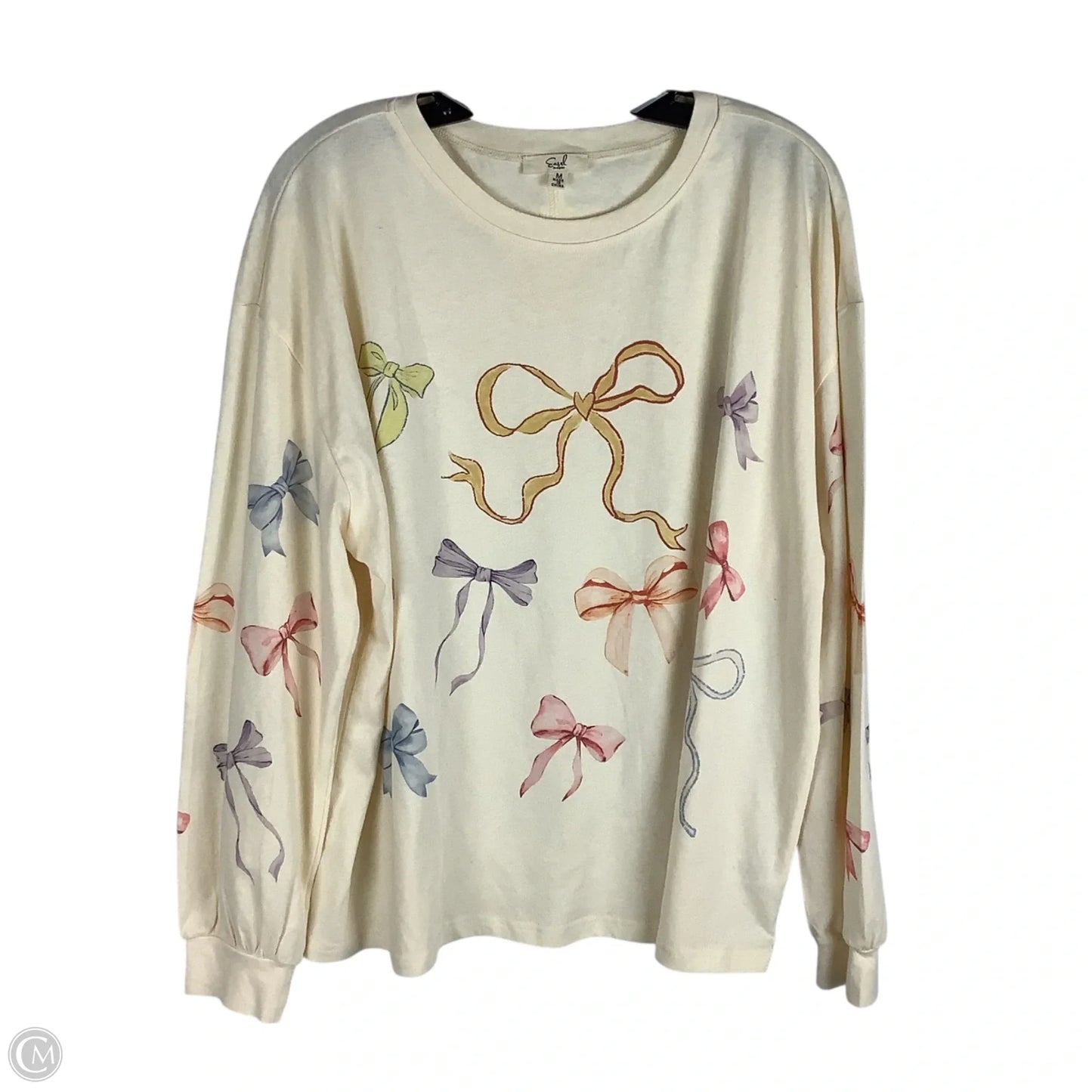 Top Long Sleeve By Easel In Cream, Size: M