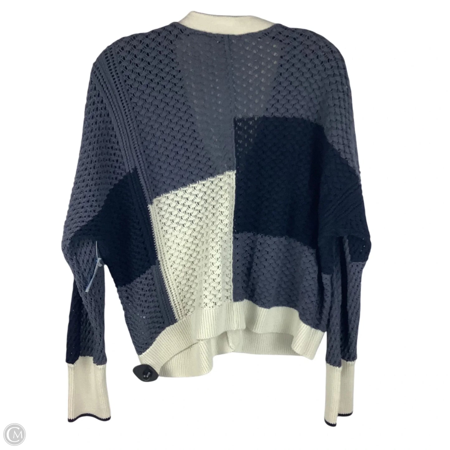 Sweater Cardigan By Splendid In Blue & Cream, Size: S