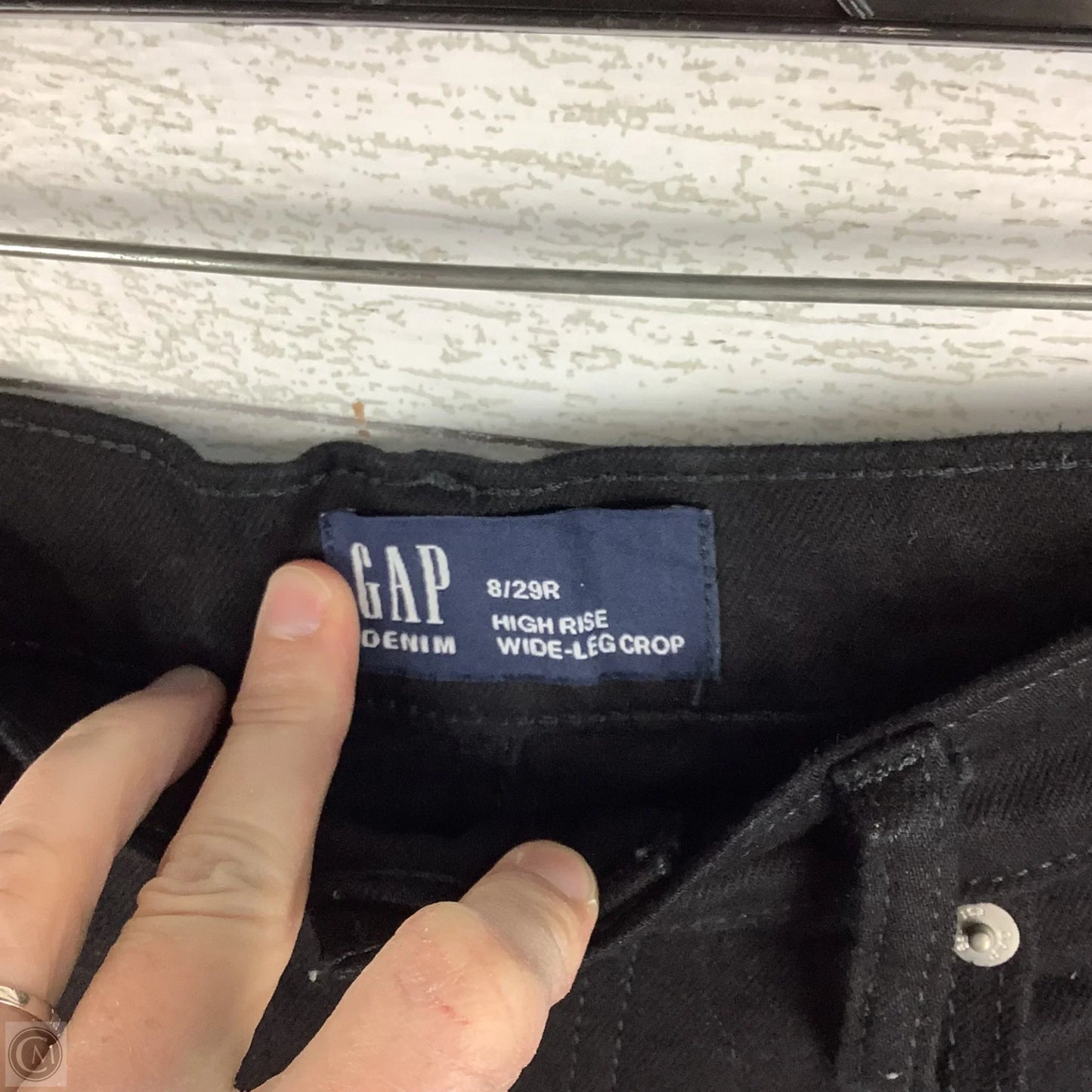 Jeans Wide Leg By Gap In Black Denim, Size: 8