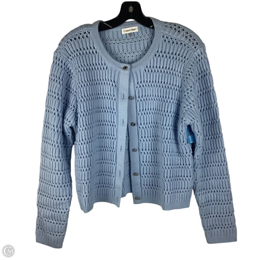 Sweater Cardigan By Calvin Klein In Blue, Size: L