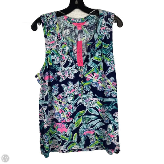 Top Sleeveless Designer By Lilly Pulitzer In Navy, Size: Xl