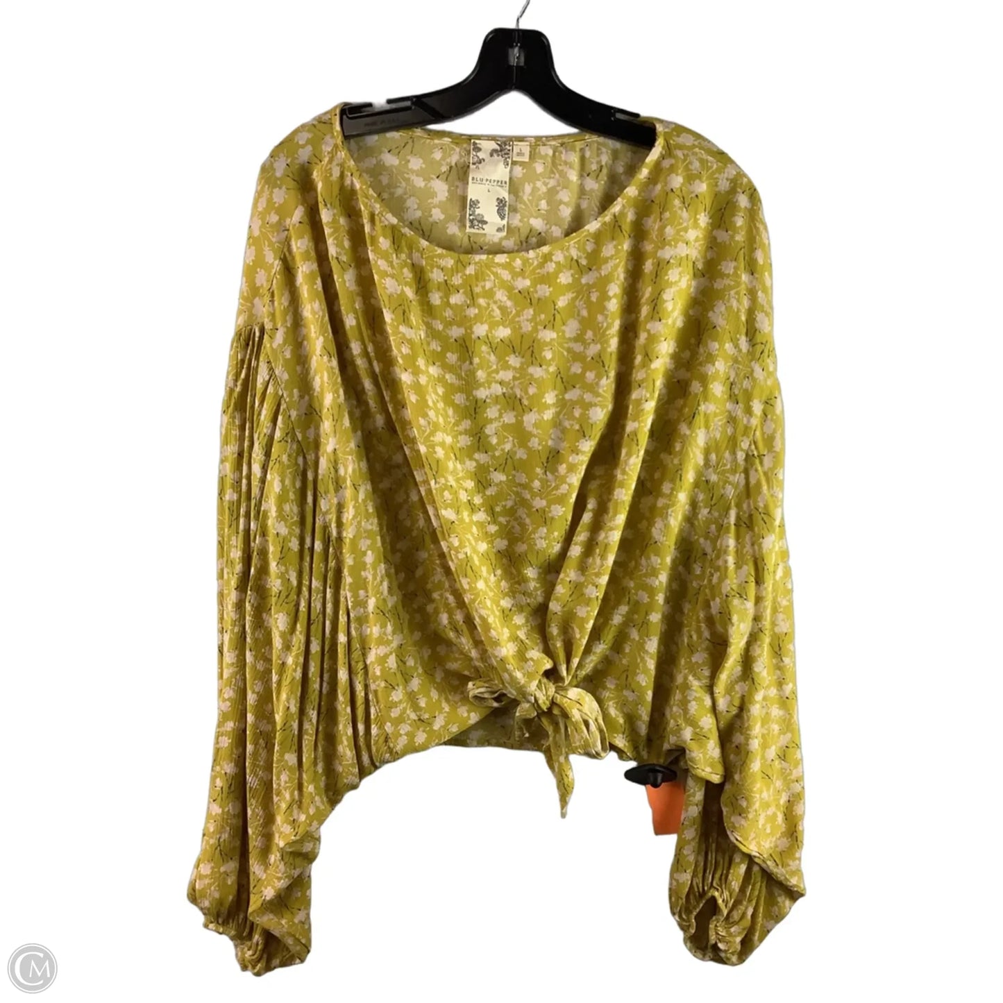 Top Long Sleeve By Blu Pepper In Yellow, Size: L