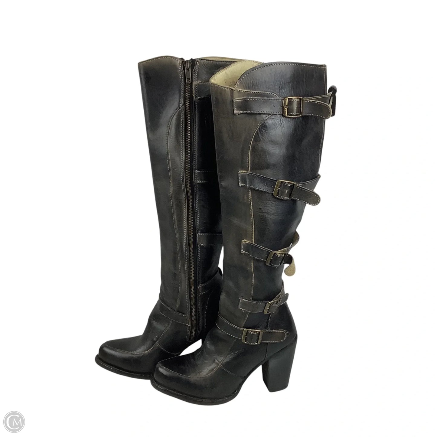 Boots Knee Heels By Bed Stu In Black, Size: 8