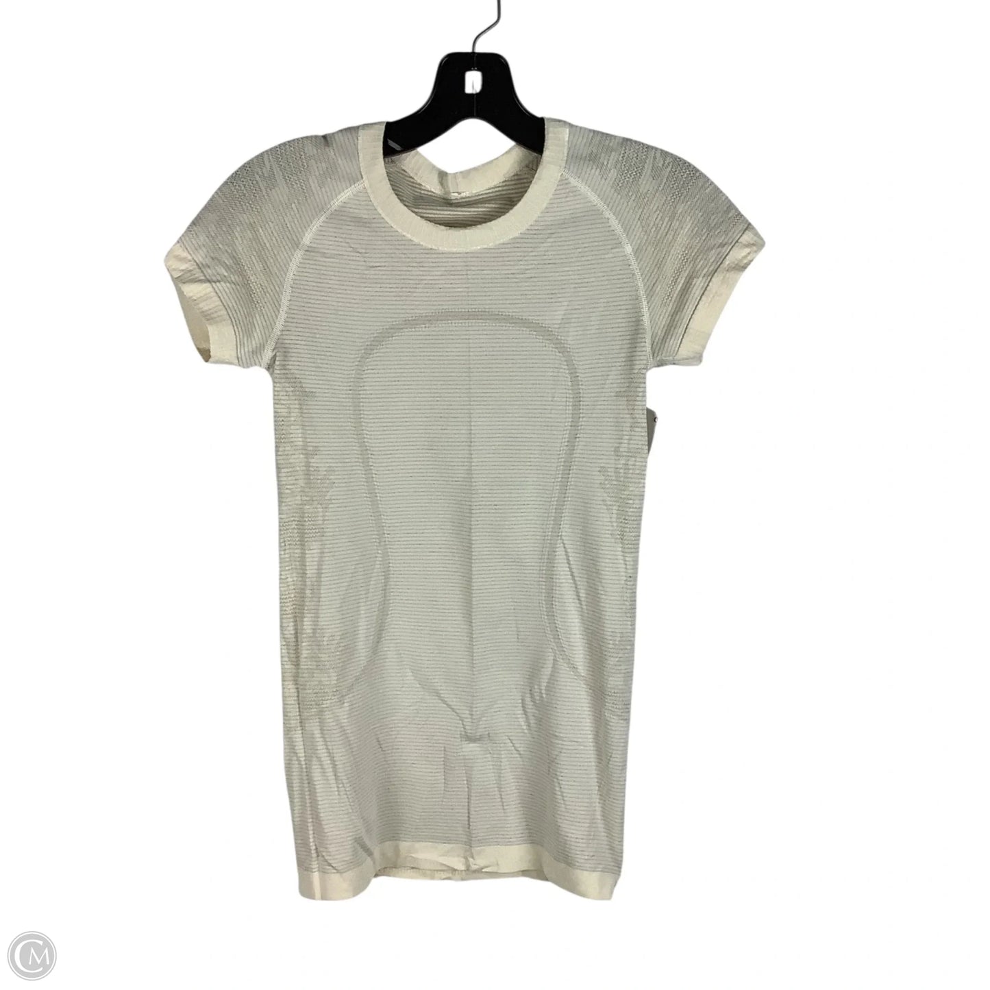 Athletic Top Short Sleeve By Lululemon In Cream, Size: 4