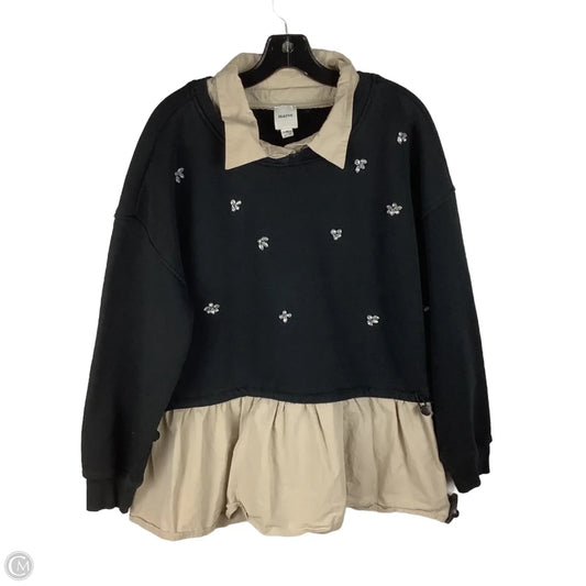 Sweatshirt Collar By Maeve In Black & Tan, Size: M