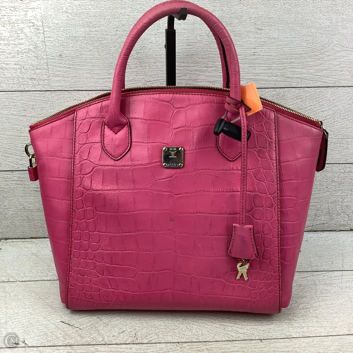 Handbag Luxury Designer By Mcm, AS IS significant wear, Size: Medium