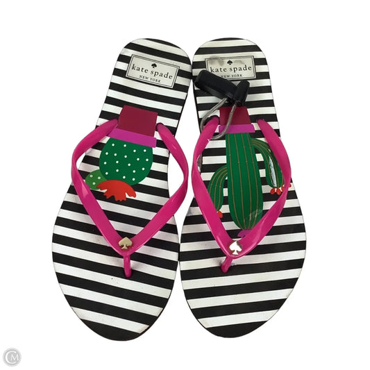 Sandals Designer By Kate Spade In Striped Pattern, Size: 7-8