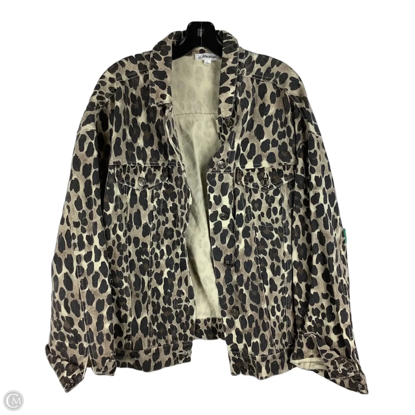 Jacket Denim By Clothes Mentor In Animal Print, Size: L