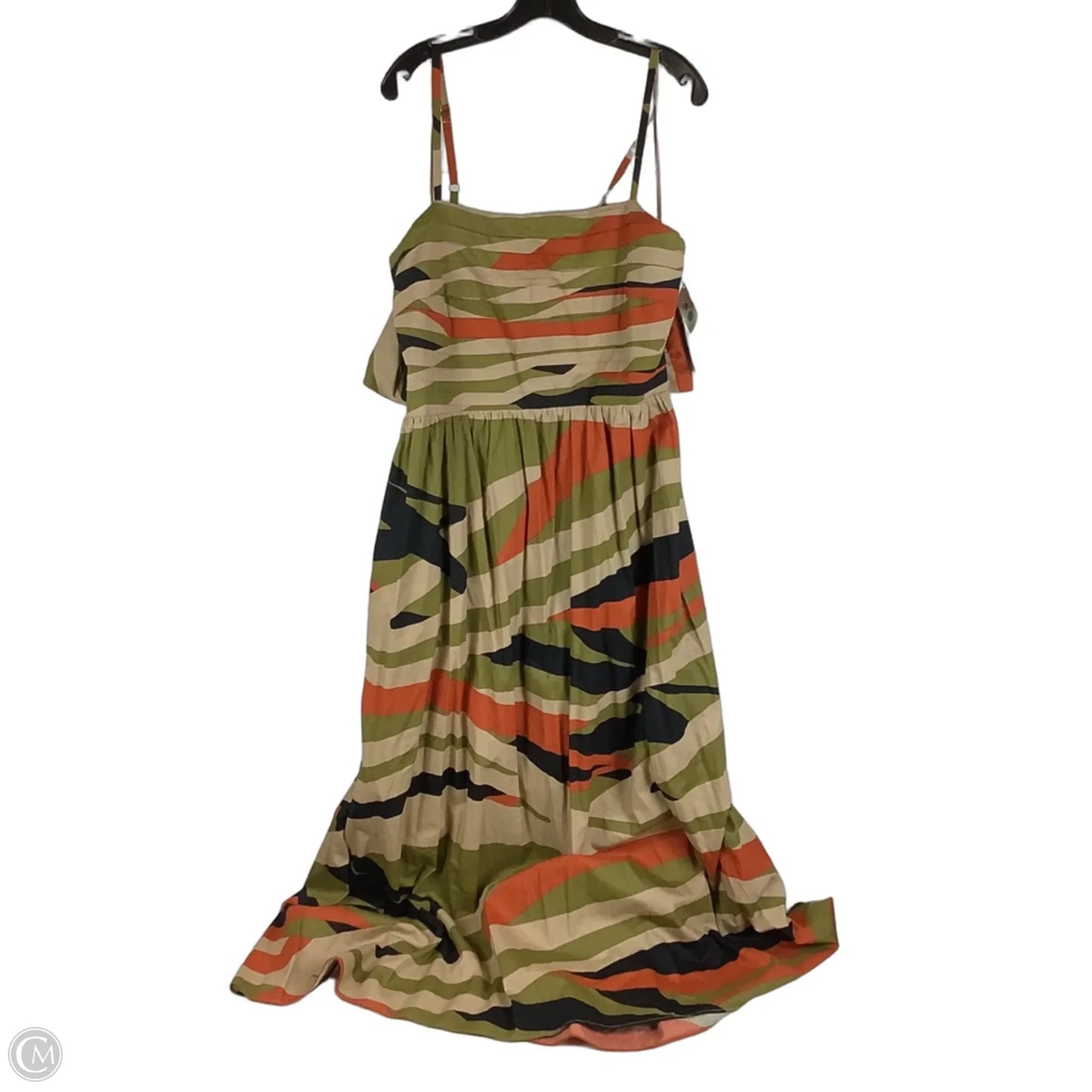 Dress Casual Midi By Cmc In Green & Orange, Size: Xl