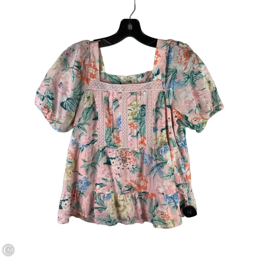 Top Short Sleeve By Loft In Pink, Size: Xsp