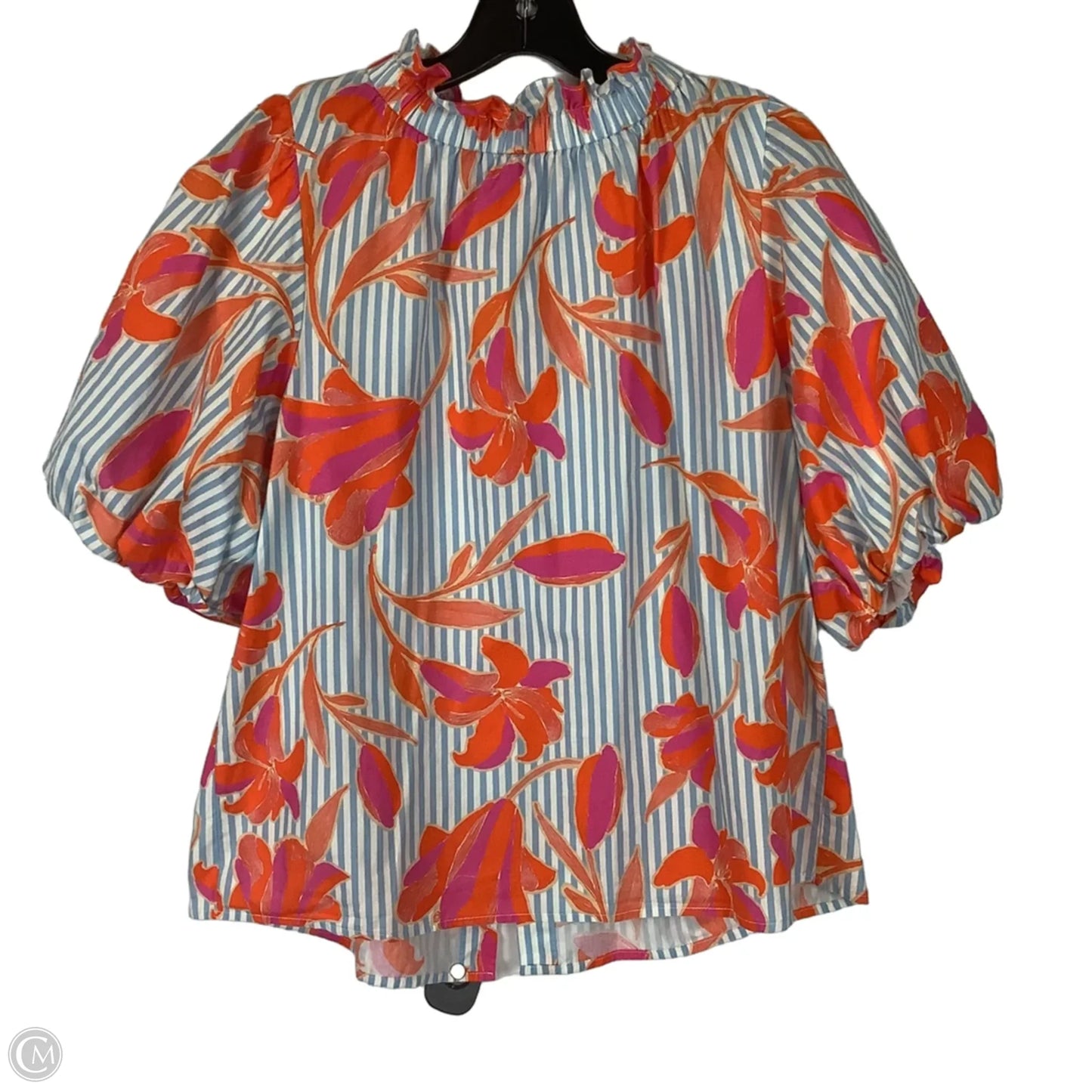 Top Short Sleeve By Thml In Blue & Orange, Size: L