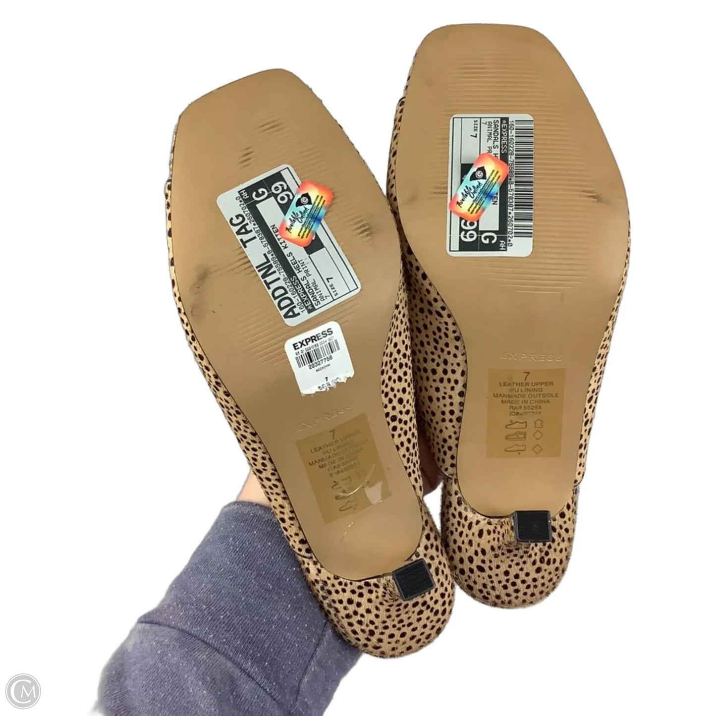 Sandals Heels Kitten By Express In Animal Print, Size: 7