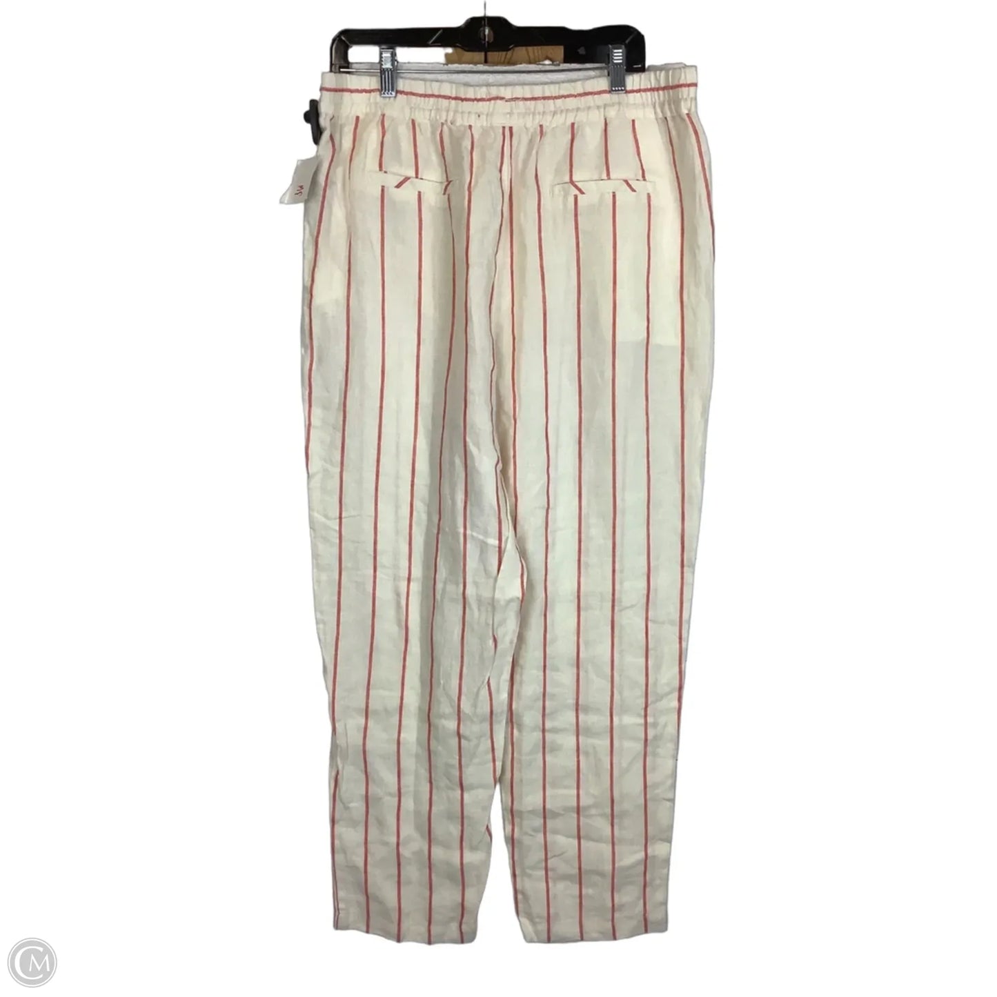 Pants Linen By C And C In Cream & Red, Size: XL