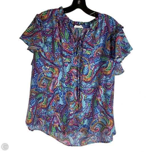Top Short Sleeve By Emily Wonder In Blue, Size: 1x