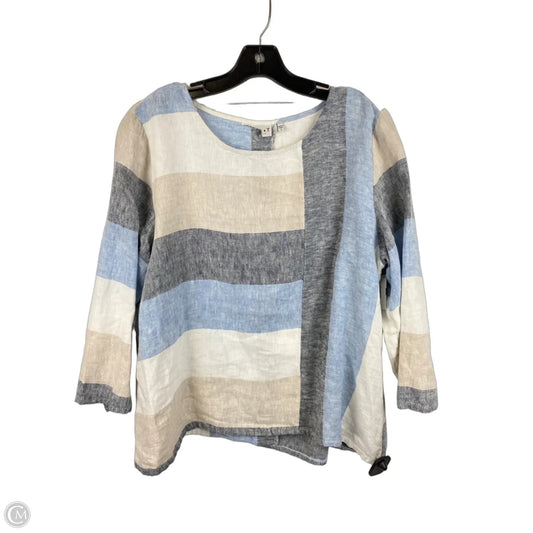 Top Short Sleeve By The Great. In Blue & Tan, Size: S