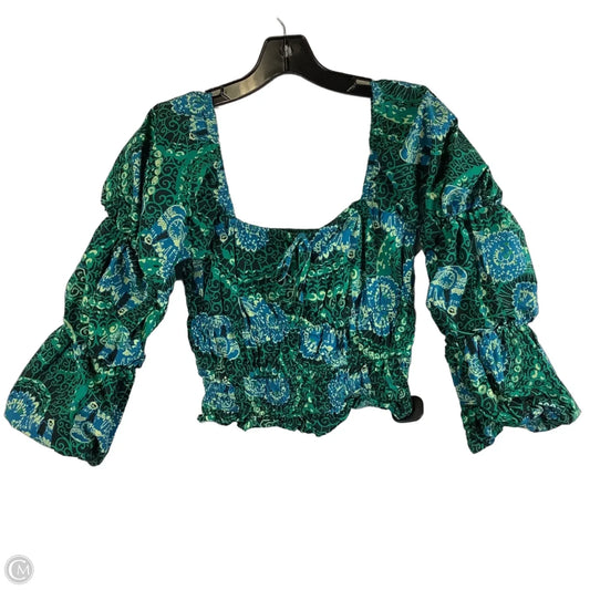 Top Long Sleeve By Porridge In Blue & Green, Size: S
