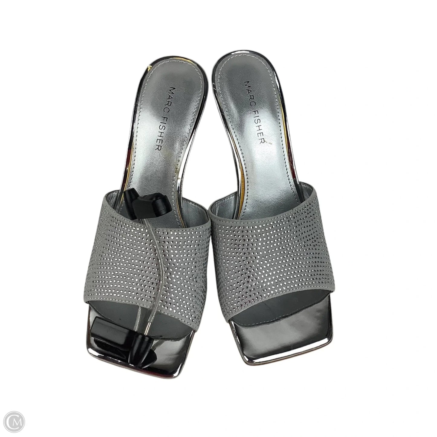 Sandals Heels Stiletto By Marc Fisher In Silver, Size: 8