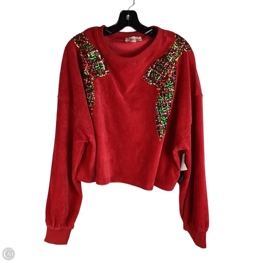 Sweatshirt Crewneck By Peach Love Cream California In Red, Size: L