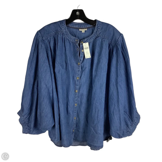 Top Long Sleeve By Pilcro In Blue Denim, Size: XL Petite