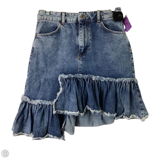 Skirt Midi By Bershka In Blue Denim, Size: M
