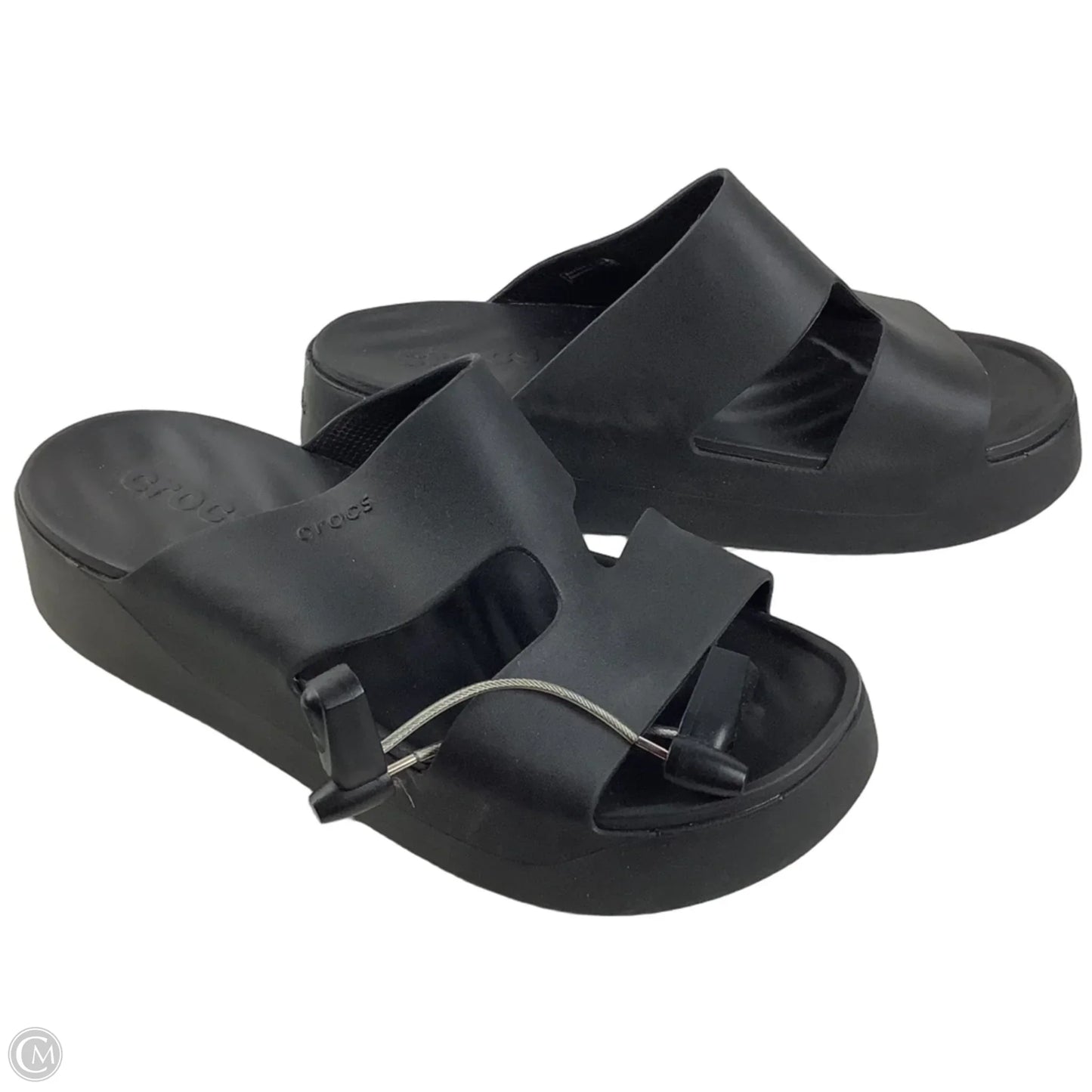 Sandals Heels Platform By Crocs In Black, Size: 11