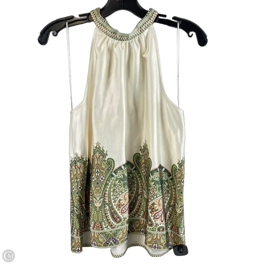 Top Sleeveless By Liverpool In Green & White, Size: M
