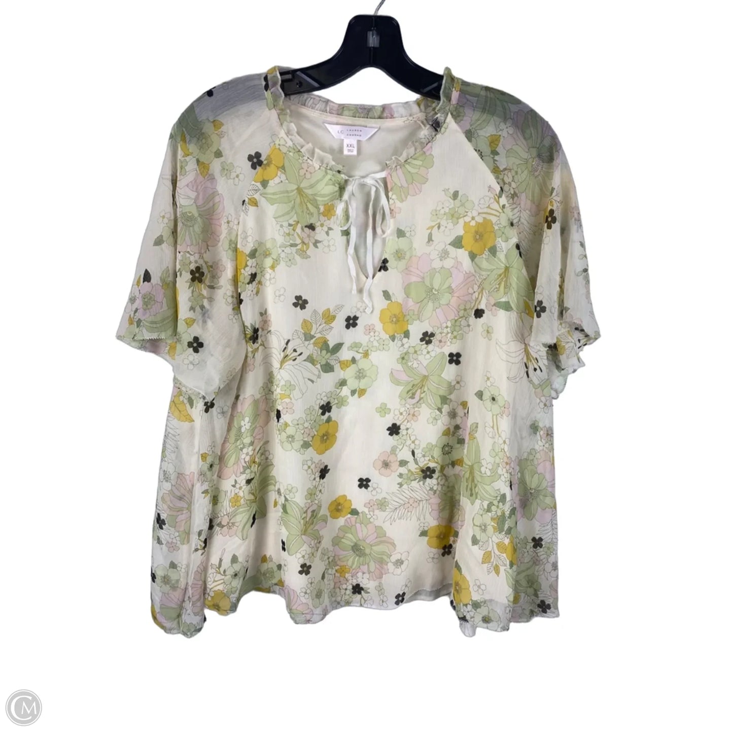 Top Short Sleeve By Lc Lauren Conrad In Floral Print, Size: Xxl