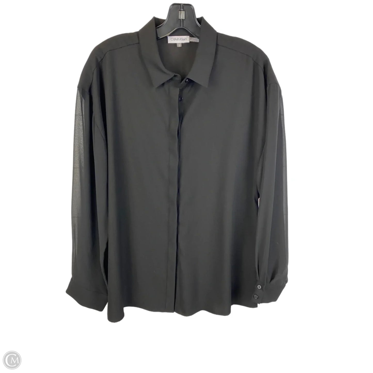 Top Long Sleeve By Calvin Klein In Black, Size: L